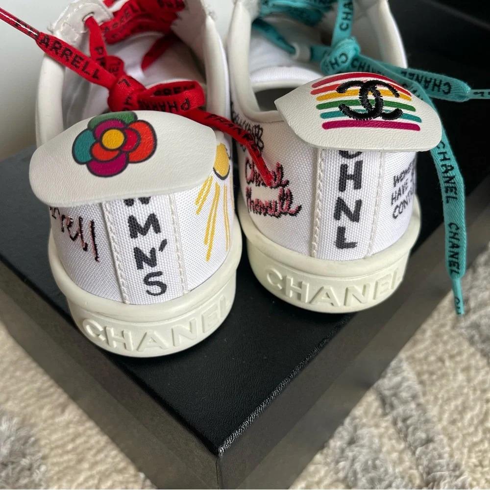 Chanel x Pharrell Williams Collab Canvas & Leather Sneakers Size 39 - Picture 2 of 13